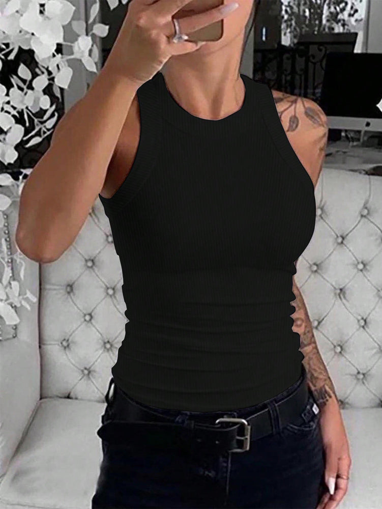 Camiseta de Tirantes Acanalada de Corte Entallado para Mujer