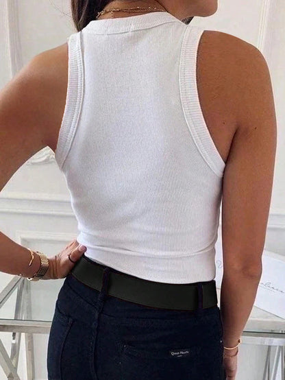 Camiseta de Tirantes Acanalada de Corte Entallado para Mujer