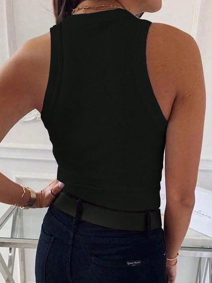 Camiseta de Tirantes Acanalada de Corte Entallado para Mujer