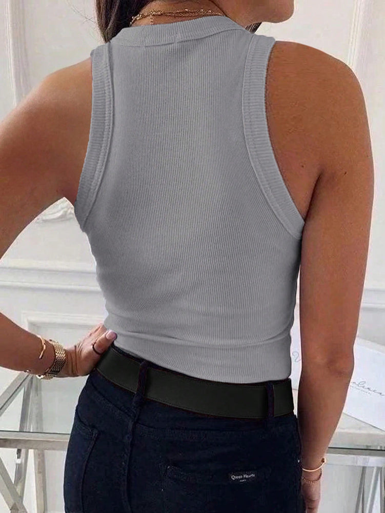Camiseta de Tirantes Acanalada de Corte Entallado para Mujer