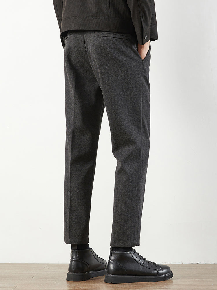 Herren‑Eleganter Woll‑Optik‑Anzugshose, Gerader Cropped‑Schnitt