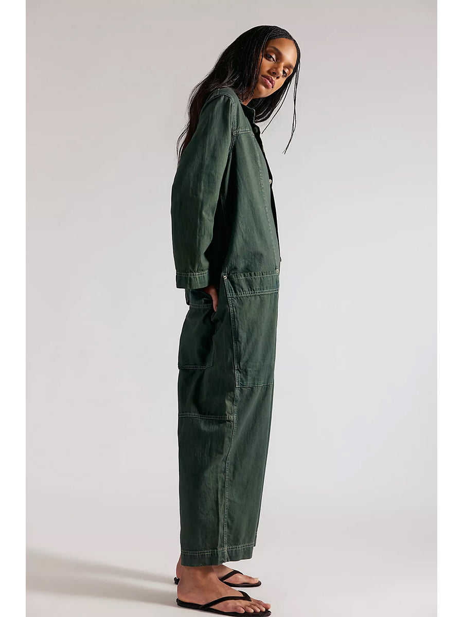 Women's Utility Wide Leg Denim Jumpsuit