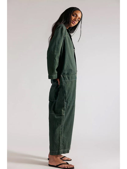 Women's Utility Wide Leg Denim Jumpsuit