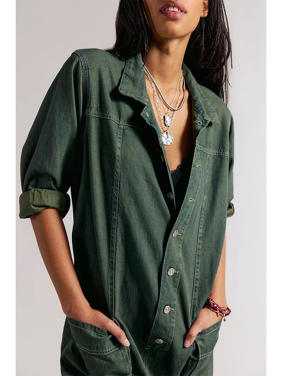 Women's Utility Wide Leg Denim Jumpsuit