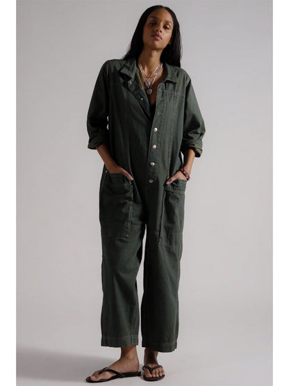 Women's Utility Wide Leg Denim Jumpsuit
