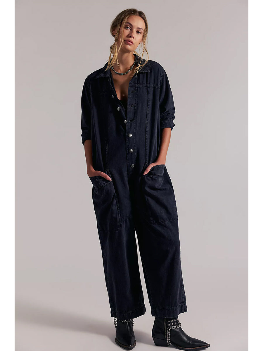 Women's Utility Wide Leg Denim Jumpsuit