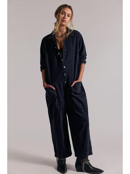 Women's Utility Wide Leg Denim Jumpsuit