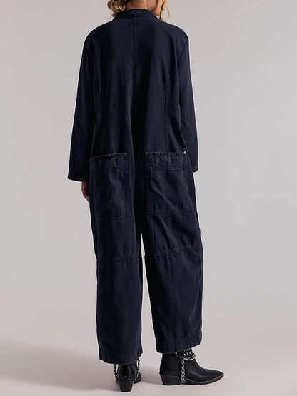 Mono vaquero de pierna ancha para mujer