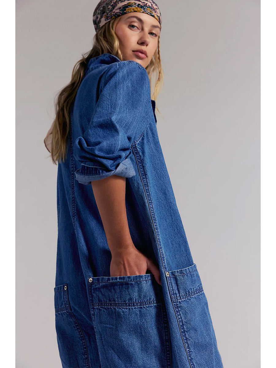 Women's Utility Wide Leg Denim Jumpsuit