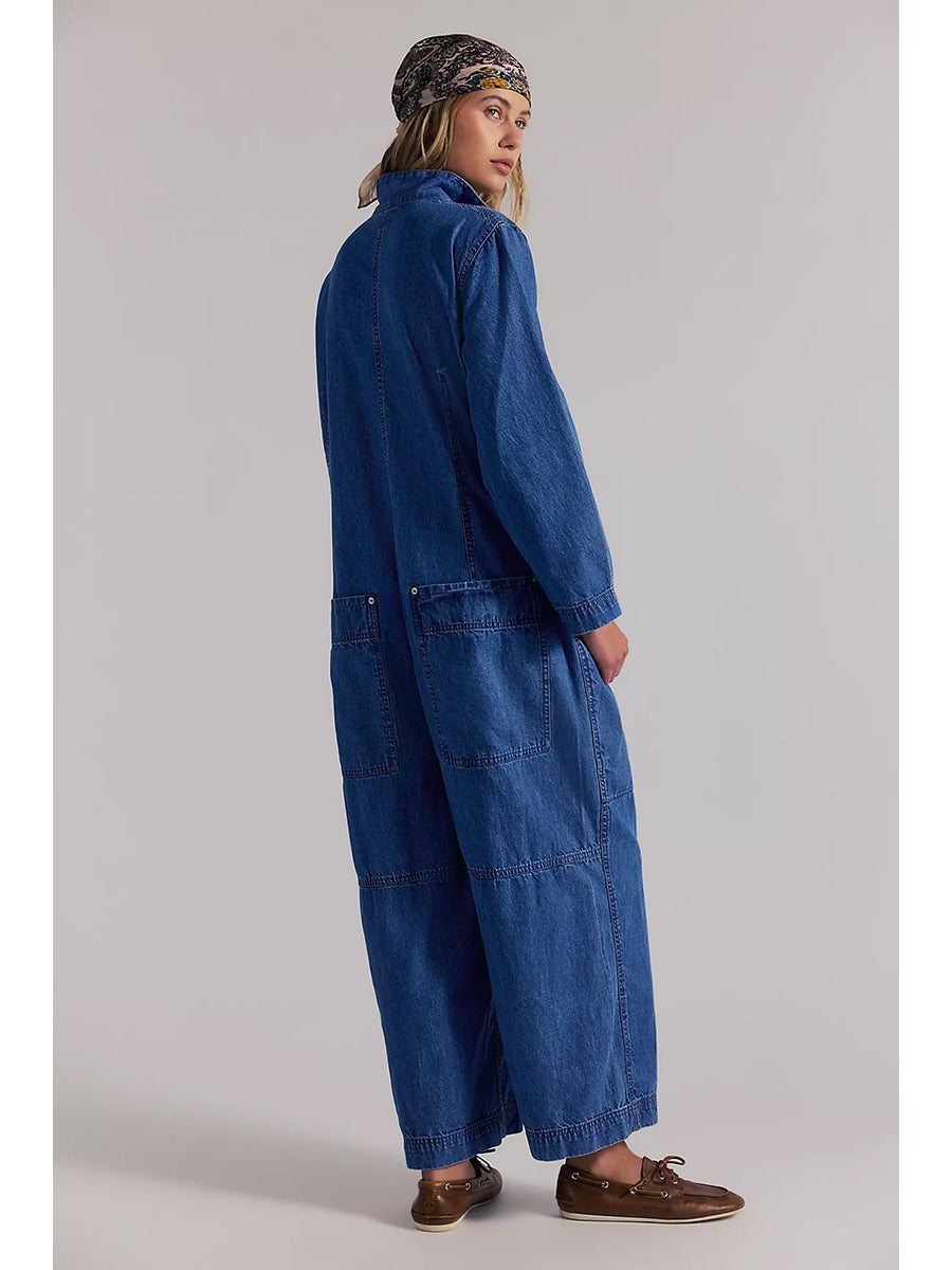 Women's Utility Wide Leg Denim Jumpsuit