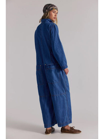 Women's Utility Wide Leg Denim Jumpsuit