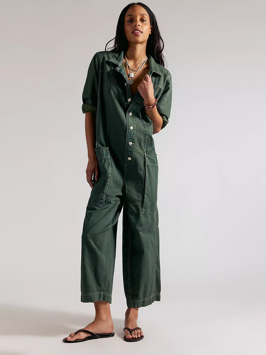 Women's Utility Wide Leg Denim Jumpsuit