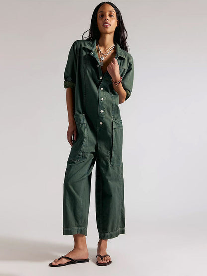 Women's Utility Wide Leg Denim Jumpsuit