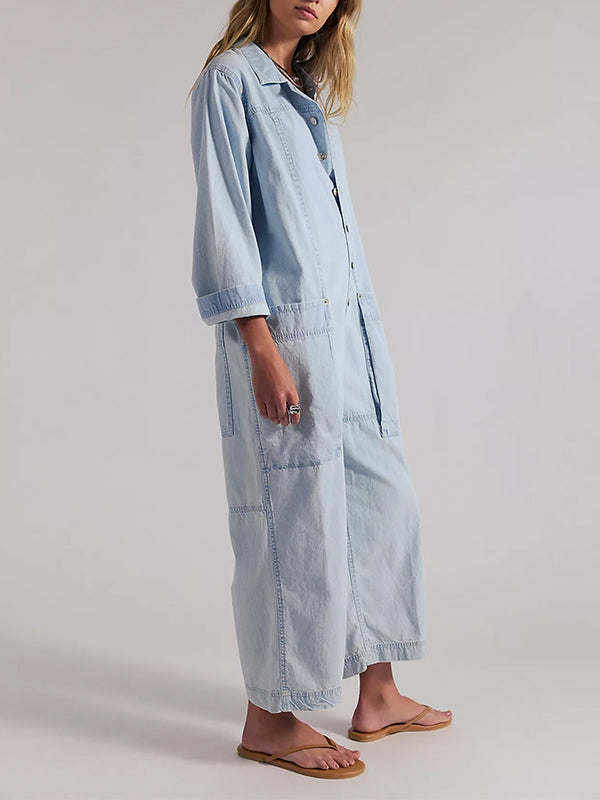 Mono vaquero de pierna ancha para mujer