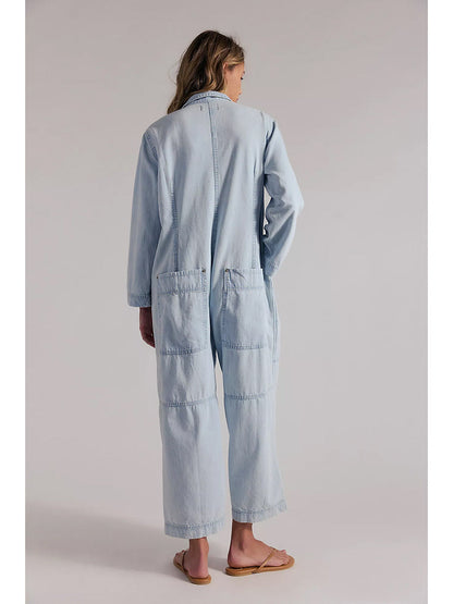 Women's Utility Wide Leg Denim Jumpsuit