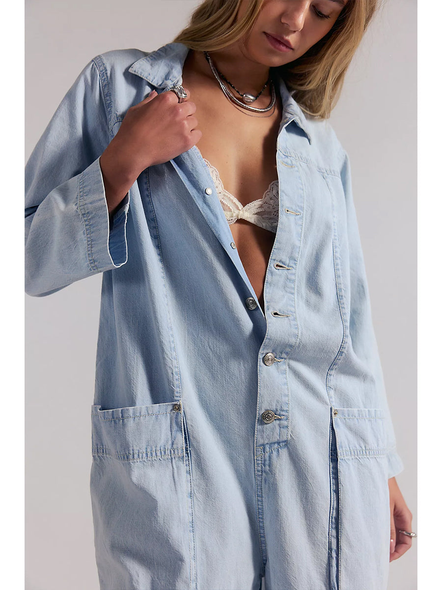 Women's Utility Wide Leg Denim Jumpsuit