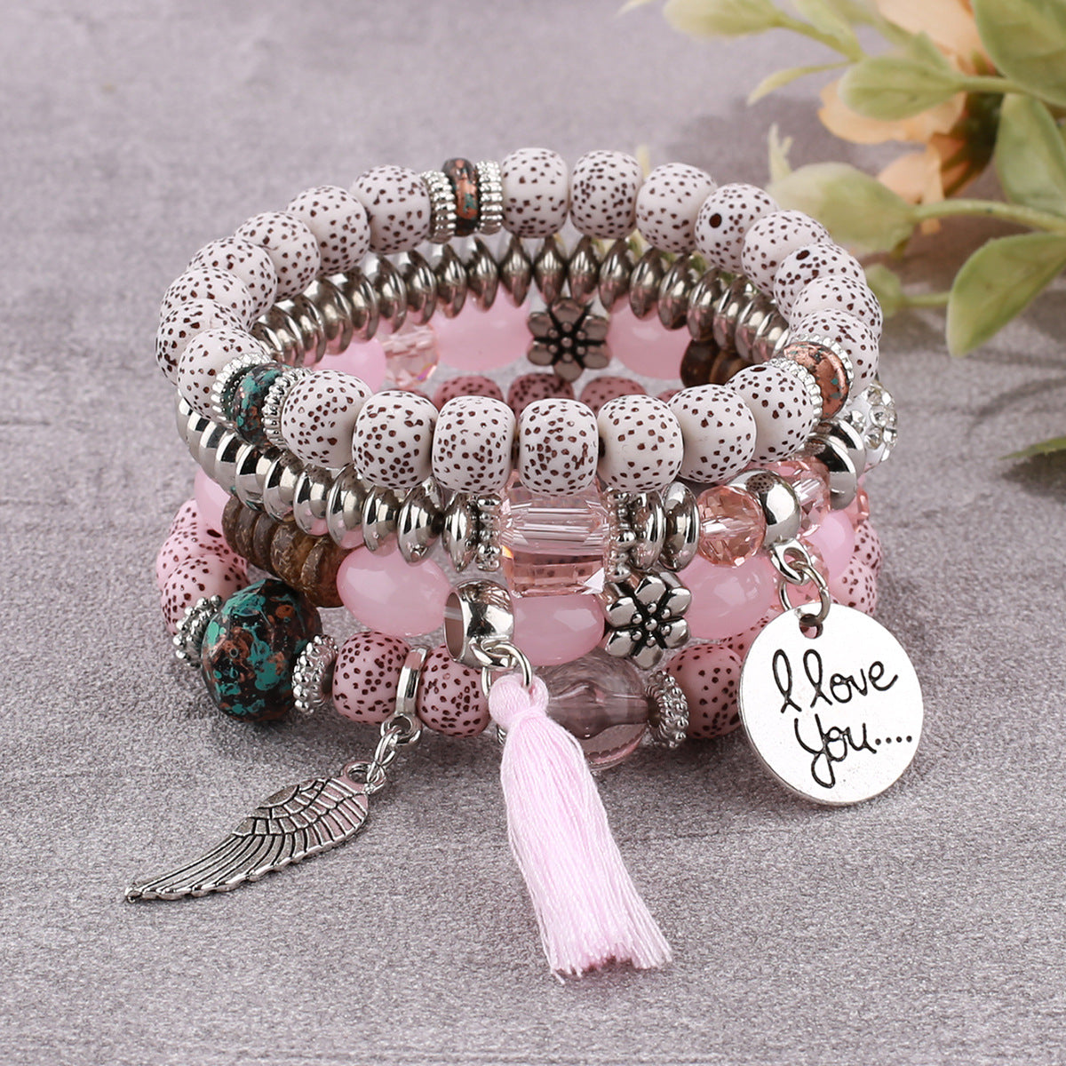 Ich liebe dich Perlenarmband-Set