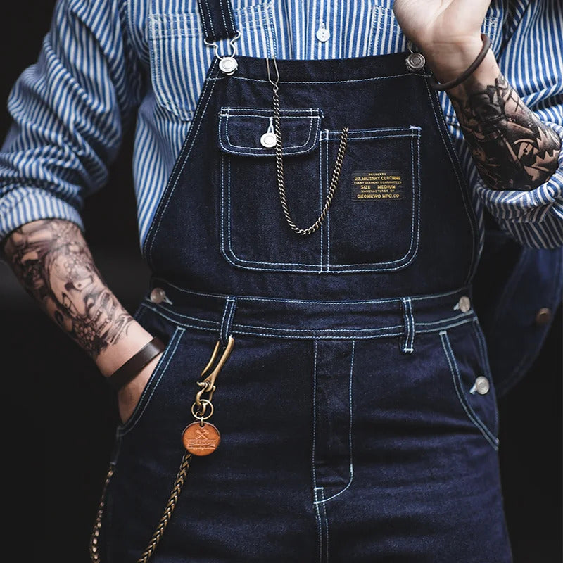 Unisex Vintage Indigo Denim Overalls