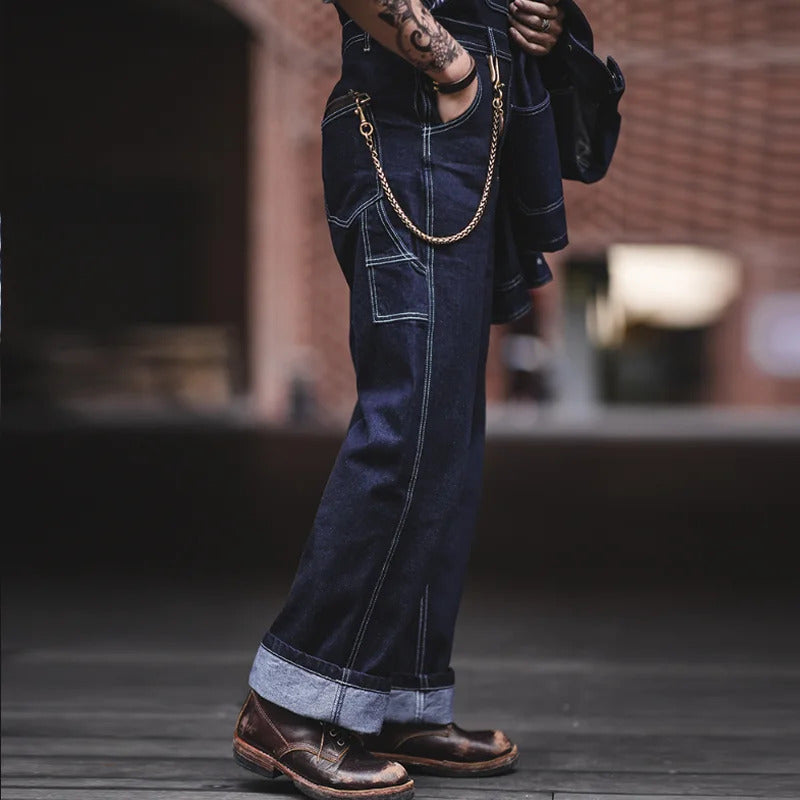 Unisex Vintage Indigo Denim Overalls